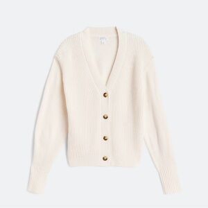 Market & Spruce - Elena Ribbed Button Down Midi Cardigan - Medium - White - New